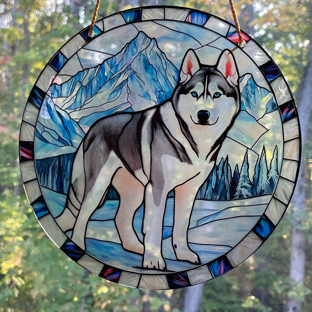 Suncatcher Acrylic Husky Dog Winter Home Cottage Deocr Gifts